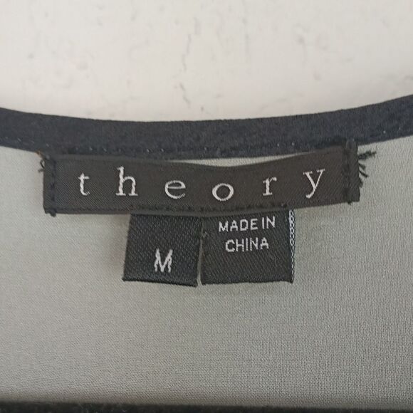 Theory Blue Sleeveless Pleated Button-down Silk Blouse sz M - Picture 8 of 10